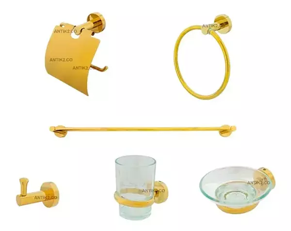 Juego Accesorios Redondo Dorado