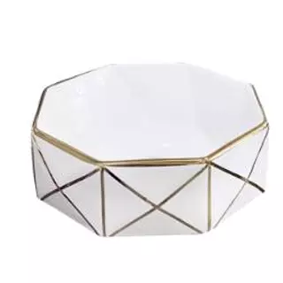 Lavamanos Exagonal Borde Dorado