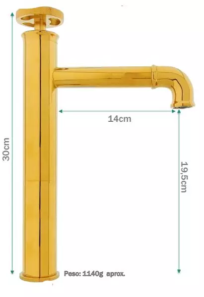 Llave Lavamanos Monocontrol Alto Dorado