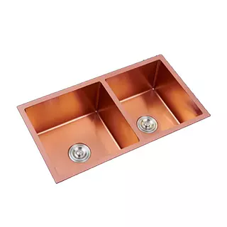 Lavaplatos Doble Poceta Oro Rosa 78X45